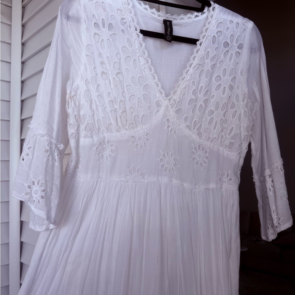 Macy's White Lace Maxi Dress